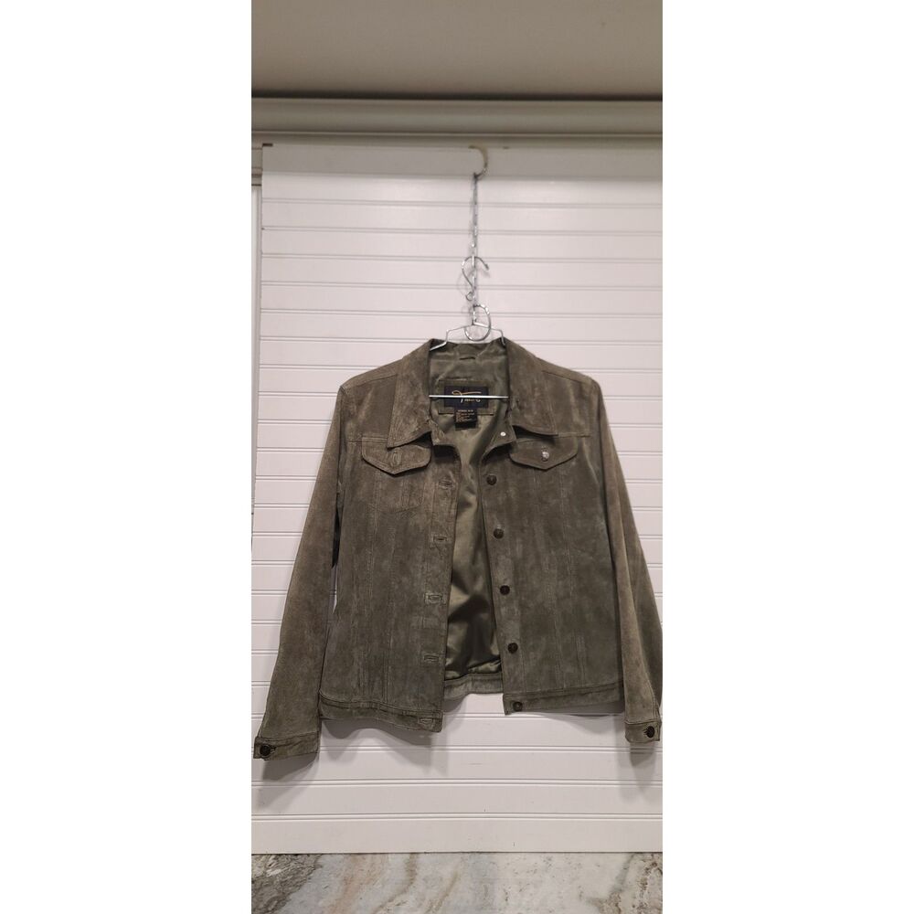 Fabio Womens 100% Genuine Leather Green Jacket Size M